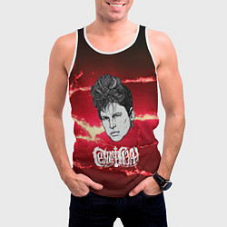 Майка-безрукавка мужская Сектор газа портрет на красном разломе плит, цвет: 3D-белый — фото 2