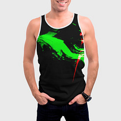 Майка-безрукавка мужская Color black green red, цвет: 3D-белый — фото 2