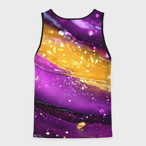 Мужская майка без рукавов Фиолетовая текстура с желтой полосой / 3D-Черный – фото 2