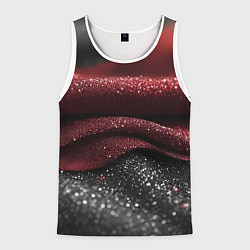 Майка-безрукавка мужская Черно-красная волнистая текстура, цвет: 3D-белый