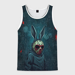 Майка-безрукавка мужская Зайчик в хоккейной маске, цвет: 3D-белый