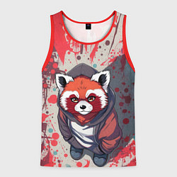 Майка-безрукавка мужская Красная панда в капюшоне, цвет: 3D-красный