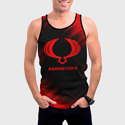 Майка-безрукавка мужская SsangYong - red gradient, цвет: 3D-черный — фото 2