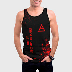 Майка-безрукавка мужская Thirty Seconds to Mars - red gradient вертикально, цвет: 3D-черный — фото 2