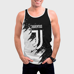 Майка-безрукавка мужская Juventus черно белые краски, цвет: 3D-белый — фото 2
