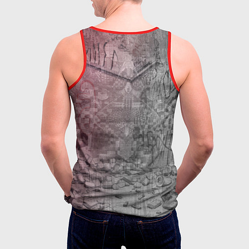 Мужская майка без рукавов Ксеноморф в розовых тонах / 3D-Красный – фото 4