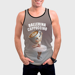Майка-безрукавка мужская Балерино капучино - brainrot animals meme, цвет: 3D-черный — фото 2