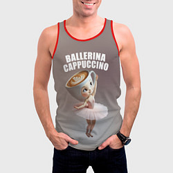 Майка-безрукавка мужская Балерино капучино - brainrot animals meme, цвет: 3D-красный — фото 2