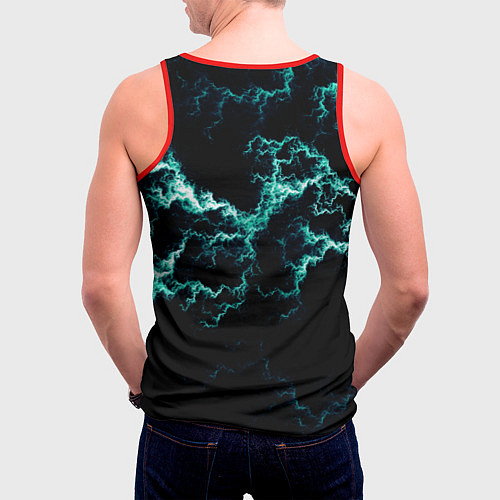 Мужская майка без рукавов Lightning light blue glow / 3D-Красный – фото 4