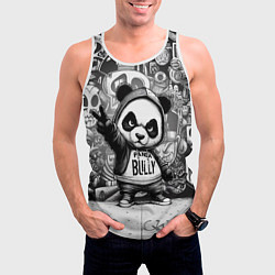 Майка-безрукавка мужская Детёныш панды уличный хулиган на фоне граффити, цвет: 3D-белый — фото 2