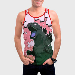 Майка-безрукавка мужская Годзилла рычит, цвет: 3D-красный — фото 2