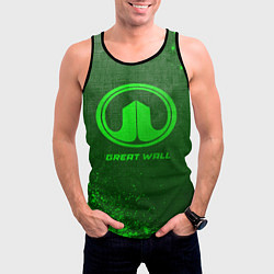 Майка-безрукавка мужская Great Wall - green gradient, цвет: 3D-черный — фото 2