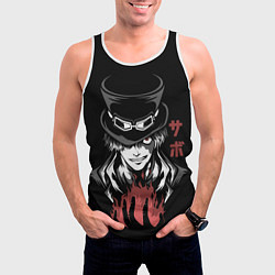 Майка-безрукавка мужская Ван пис - Сабо, цвет: 3D-белый — фото 2