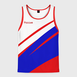 Майка-безрукавка мужская Россия бело-сине-красный, цвет: 3D-красный