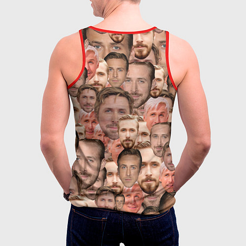 Мужская майка без рукавов Лица Райана Гослинга / 3D-Красный – фото 4