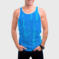 Майка-безрукавка мужская Голубой абстракция вода, цвет: 3D-белый — фото 2