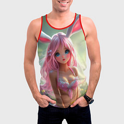 Майка-безрукавка мужская Девушка с ушками зайца, цвет: 3D-красный — фото 2