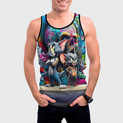 Майка-безрукавка мужская Том и Джерри - панк не умер, цвет: 3D-черный — фото 2