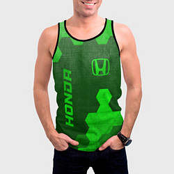 Майка-безрукавка мужская Honda - green gradient вертикально, цвет: 3D-черный — фото 2