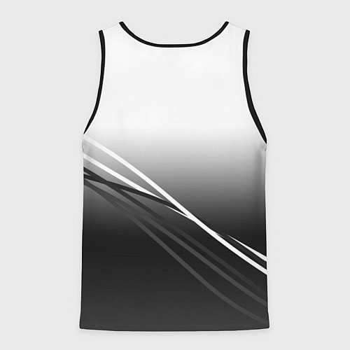 Мужская майка без рукавов Герб России градиент в полосами серый / 3D-Черный – фото 2