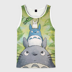 Майка-безрукавка мужская Тоторо в лесу акварель, цвет: 3D-белый