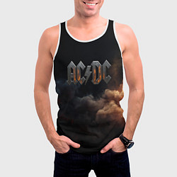 Майка-безрукавка мужская ACDC металлический лого, цвет: 3D-белый — фото 2