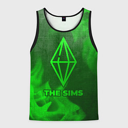 Майка-безрукавка мужская The Sims - green gradient, цвет: 3D-черный