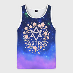 Майка-безрукавка мужская ASTRO нежный логотип с цветочками, цвет: 3D-белый