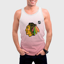 Майка-безрукавка мужская Чикаго Блэкхокс - красные треугольники с градиенто, цвет: 3D-белый — фото 2