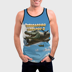 Майка-безрукавка мужская Bombardino Crocodillo мем, цвет: 3D-черный — фото 2