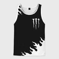 Майка-безрукавка мужская Monster energy белый огонь, цвет: 3D-белый