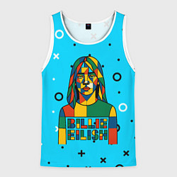 Майка-безрукавка мужская Билли Айлиш из разноцветной мозаики, цвет: 3D-белый