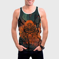 Майка-безрукавка мужская Шлем кибернетического самурая, цвет: 3D-белый — фото 2