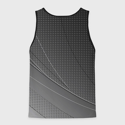 Мужская майка без рукавов Россия герб тёмно-серый текстурный с полосой / 3D-Черный – фото 2