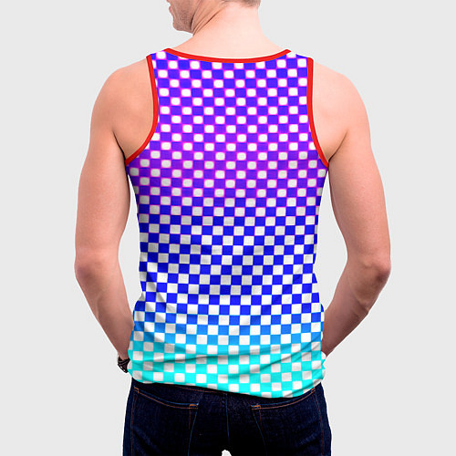 Мужская майка без рукавов Monster шахматная клетка градиент / 3D-Красный – фото 4