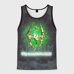 Майка-безрукавка мужская Skyrim gold logo Dragonborn, цвет: 3D-черный