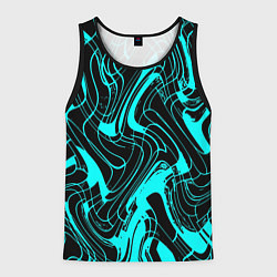 Майка-безрукавка мужская Чёрно-голубой абстрактные линии, цвет: 3D-черный