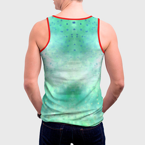 Мужская майка без рукавов Веселая лисичка ест арбуз / 3D-Красный – фото 4