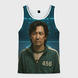 Майка-безрукавка мужская Игрок 456 грустный - Игра в кальмара, цвет: 3D-белый