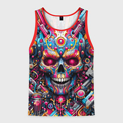 Майка-безрукавка мужская Art cyber skull - ai art fantasy, цвет: 3D-красный