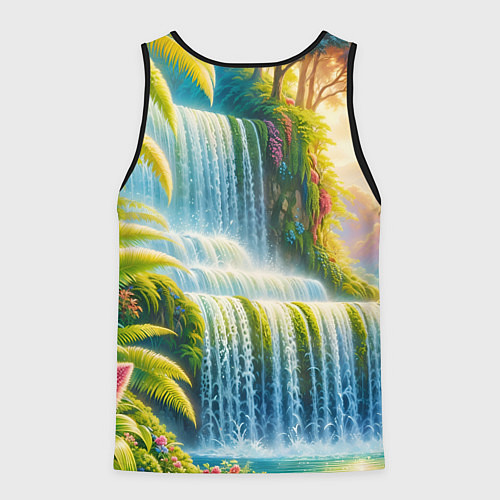 Мужская майка без рукавов Каскадный водопад / 3D-Черный – фото 2