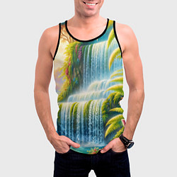 Майка-безрукавка мужская Каскадный водопад, цвет: 3D-черный — фото 2