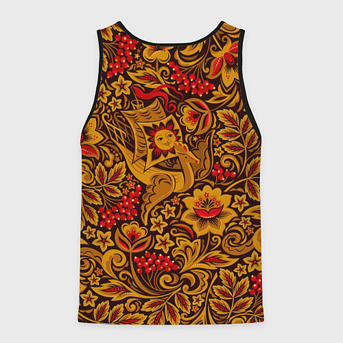 Мужская майка без рукавов Летучий корабль в стиле хохломской росписи / 3D-Черный – фото 2