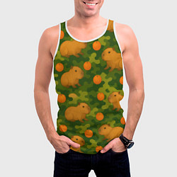 Майка-безрукавка мужская Камуфляж с капибарами, цвет: 3D-белый — фото 2