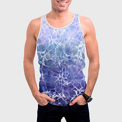 Майка-безрукавка мужская Абстракция - white web on blue background, цвет: 3D-белый — фото 2