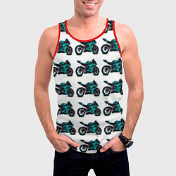 Майка-безрукавка мужская Motorbike light blue, цвет: 3D-красный — фото 2