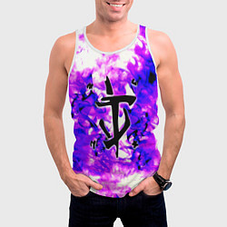 Майка-безрукавка мужская Doom неоновый огонь лого, цвет: 3D-белый — фото 2