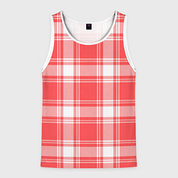 Майка-безрукавка мужская Checked red white, цвет: 3D-белый