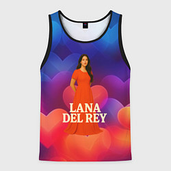 Майка-безрукавка мужская Lana Del Rey на фоне сердечек, цвет: 3D-черный