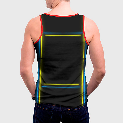 Мужская майка без рукавов Neon yellow blue / 3D-Красный – фото 4
